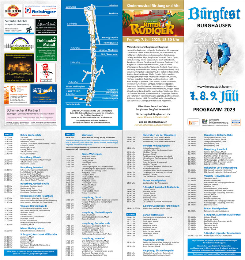 Burgfest 2023 - Programm-Flyer